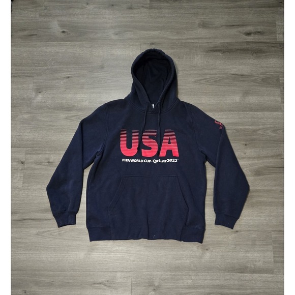 FIFA World Cup Qatar 2022 Pullover Hoodie Size Large Blue/Red - Picture 1 of 11
